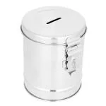 ZENZI Stainless Steel Round Shape Gullak Bank, Money Bank, Cash Box for kids, Small Donation box
