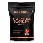 NAKPRO Calcium Caseinate| Helps in Muscle Recovery, Low Carbs Protein Powder (1Kg, Strawberry)
