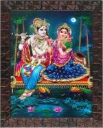 Indianara Radha Krishna Painting (4318GBNN) -Synthetic Fame, 10 x 13 Inch Digital Reprint 13 inch x 10.2 inch Painting (With Frame)