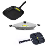 Home-Pro - Grill Pan, Appam Silver & Uttapam Aluminium Non-stick Black (Pack of 3)