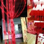 Pindia 6 Feet Set Of 2 Red String Net Heart Design Door Window Curtain