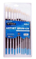 Mont Marte Silver Series Artist Round Brushes - 12 Pieces (Black)