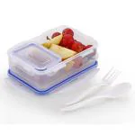 TRIVESH Lock & Seal Lunch Box, Plastic Lunch Box for Office, School, Kitchen. (750ml+125ml) Containers with 2 Folk Spoon, 2 Containers Lunch Box