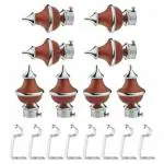 GLOXY ENTERPRISE Stainless Steel & ABS Brackets Parda Holder with Support 1 Inch Curtains Rod Pocket Finials Designer Door and Window Curtain Holders and Rod Support Fittings (Maroon 4 Pair)