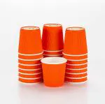 120 ML Red Ripple Paper Cups with lid and Stirrers-Pack of 50