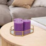 AromaticFables- Purple 4 Inch Green Apple Fragrance set of 3 Pillar Candles