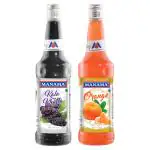 Manama Kala Khatta Syrup and Orange Syrup | 750ML Each | Mixer for Mocktails, Cocktails, Drinks, Juices, Beverages | Pack of 2