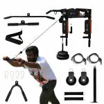 Hashtag Fitness 5in1 multi pull up bar for home with 360 degree gym pulley systems dips bar