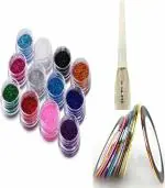 Looks United 12 Color Nail Art Glitter Dust Powder (Pack Of 12)