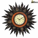 Artlivo Black Wooden Embossed Sunny Wall Clock 41 cm x 5 cm x 41 cm