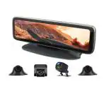 AUSHA 12 inch Full HD 4 Channel Mirror Dash Cam with Full Touch Screen Dashboard Camera 360 Degree 4CH Quad with Night Vision,Motion Detection & Parking Assist