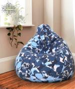 Style Homez Classic Cotton Canvas Floral Printed Bean Bag XL Size Filled with Beans Fillers