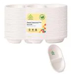 Shrayati Disposable Bagasse Tray - 50 Pcs pack, Pack of 2, 2 Compartment Meal Tray, Disposable Plates, Sugarcane Paper Tray, Eco-Friendly Tray for Food Serving