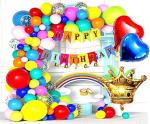 SV Traders Happy Birthday Pastel/Multi/Rainbow Theme Birthday Decoration Combo Of 102 Pcs