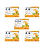 Sri Sri Tattva Orange & Tulasi Soap - Cleanses,Freshens & Detoxifies Body, 100g | Pack of 5
