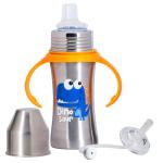 Adore Twilight 2in 1 Stainless Steel Sipper with Twin Handle 250ml- Orange Dino