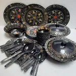 RADHE CROCKERY PRESENT Melamine Dinner Set of 44 Pcs.-Black