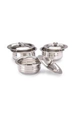 Kitchen Krafts 3pcs Flat bottom Serving Bowl with Lid (Urli 8x10), Induction Compatiable