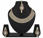 Gyaan Jewels Handmade Gold Plated Alloy Earring and Necklace Set White (Women, Girls) (Pack of 1) Free Size