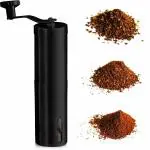 Instacuppa Manual Coffee Grinder With Adjustable Setting Conical Ceramic Burr Mill And Brushed, Black
