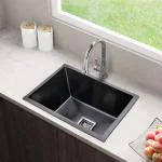 MESSINA Handmade 24 X 18 X 10 Kitchen Sink Single Bowl Sound Proof Matt Black