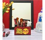 Future Works Desk Organizer for Girls cute Makeup box for kids with Smileys and emoji 2 Compartment Funky Cosmetic organizer Unique gifts for girls and stationary organizer ( Eco Friendly) (Red)15.24 x 7.62 x 8.89 cm; 299 Grams