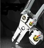 Wire Stripper And Crimping Tool for Electrician,Multifunction Stainless Steel Wire Puller Plier, 6 In 1 Cable Looping, Splitting, Cutting  Pliers Electrical Stripping Tool.
