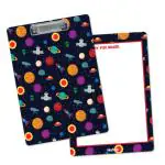 Festiko Space Theme Exam Board with Clip (Pack of 1 Pc), Exam Pads for Birthday Return Gifts for Kids, Writing Pads Clipboard with Shiny Steel Finish Clip (Type 1)