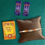 SurpriseForU Premium Designer Diamond Rakhi with 2 Pieces Dairy Milk Chocolates| Rakhi Chocolate Gift for Brother