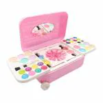 Zyamalox Multicolor Plastic 2 in 1 Cosmetic Makeup Palette and Nail Art Kit with Portable Trolly Bag for Kids