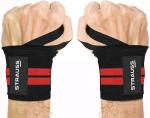 Strauss Red and Black Cotton Weight-Lifting Wrist Wrap (Pack of 2)