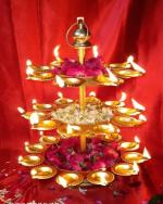 S.D.F. IMPEX Decor Diya Urli Bowl Candle Holder Stand for Home and Pooja Decoration Urli Tea Light Candle Holder for Home Decor Double Diya Stand for Diwali Decor-1