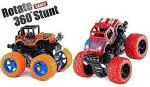 MIMY Mini Monster Truck Friction Powered Cars Toys, 360 Degree Stunt 4wd Cars Push go Truck for Toddlers Kids Gift ( Pack of 2 Car ) ( MultiColor )