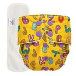 Mylo Essentials Cloth Diaper for Babies|Oeko-Tex Certified|(3Months-3Years)|5kg-17kg|Reusable with Adjustable Snap Button|Pack includes 1 Diaper & 1 Wet-Free Inserts-(ABC)