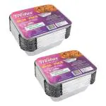Freshee 50 pcs Pack of 2 x 25 Each Aluminium Silver Foil Container 450ml Disposable Containers with Lid, for Food Storage, Canteen, Delivery Services, Hotels