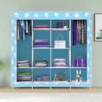 Xivil 4 door 12 shelves Sky blue Printed Collapsible wardrobe