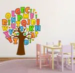 Lanstick Vinyl Multicolor Tree With Letters Self Adhesive Wall Sticker 32 inch