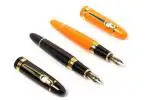 GOLD LEAF JINHAO 159 FOUNTAIN PEN SHINE BLACK & ORANGE MEDIUM NIB