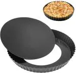 DG PRIME COLLECTION 1 Pcs Non Stick Pizza Pan Pie Dish Tart Pan with Removable Bottom,Baking Mould | Used in Microwave Oven, OTG | Baking Tool Round Pizza Cake Baking Pan/Plate/Platter/Bat/Serving Tray Baking Molds for Pies, Cheese, Desserts
