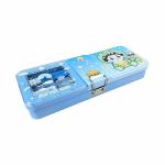FULLKART Metal Pencil Box Case with Pencil, Eraser, Sharpener Stationery Set Double Layer Pencil Case Stationary Organizer for Kids, Boys, Girls, Return Gifts for Kids (Design 2)