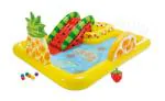 Intex Fun 'N Fruity Inflatable Play Center w/ Slide 57158 Inflatable Tropical Fruit Splash Pool Play Center for Kids - Fun Backyard Water Slide with Watermelon, Pineapple, & Orange Designs, Includes Water Sprayers, Perfect for Summer Pool Parties