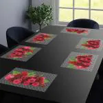 Dakshya Industries Pack of 6 Table Placemat/Dining Table Mat Multipurpose Red