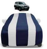 Auto Hub Car Cover Compatible with Hyundai Terracan with Mirror Pockets, Triple Stitched, Water Resistant Car Body Cover, Navy, Silver