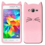 Indiacase Samsung Galaxy J3 Pink Slim Silicone, Rubber Cat Design, Wireless Charging Compatible Cases & Covers, Display Size-12 mm, 14 x 7 x 5 mm