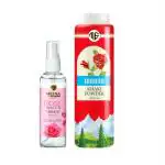 Meena Elements Talc Khaki Powder 300 Gm And Rose Water 100 Ml (Pack Of 2)