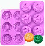 BAKEMO 6 Cavities Round Bee Soap Molds Silicone Honeybee | Flexible Food Grade Silicone Mold for DIY Cookie, Chocolate, Candy, Cupcake, Cake Decoration, Desserts (Multicolor)