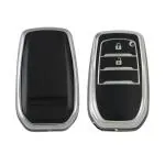 Ashar KeyHub TPU Key Cover Compatible with Toyota Fortuner, Hilux, Innova Crysta, Fortuner Legender, Innova HyCross, Land Cruiser (2B/3B Smart Key) (Silver Black)
