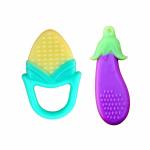 The Little Lookers Corn and Brinjal Super Soft Silicone Teether (Pack of 2)