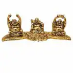 Trendy Crafts Laughing Buddha Metal Handcrafted Showpiece, Set of 3 Golden
