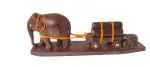 Loyal Craft Hand Carved Wood Elephant pulls a Loaded cart of with a Calf Helping from Behind-10 Inch